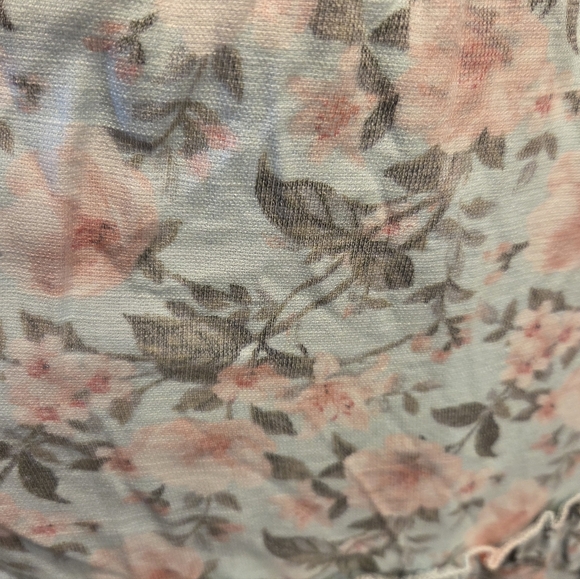 Trixxi Blue/ Aqua / Pink  Floral Puff Sleeve Maxi Dress, Size L. - Picture 10 of 15